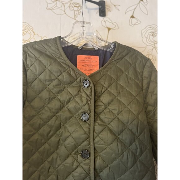 J. Crew Signature Puffer Jacket Women’s Size 0 Quilted Primaloft Olive Green 045 - Picture 3 of 7